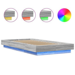 Berkfield Bed Frame With Led Lights Without Mattress Grey Sonoma 90X190Cm - thumbnail 8