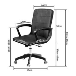Black Leather Office Chair - Ergonomic Desk Chair With Lumbar Support Headrest Adjustable New - thumbnail 2