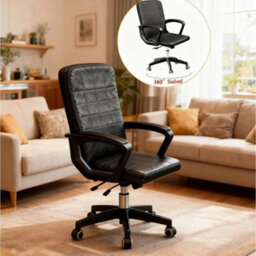 Black Leather Office Chair - Ergonomic Desk Chair With Lumbar Support Headrest Adjustable New - thumbnail 6