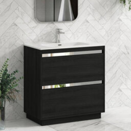 Royal Bathrooms Orion 800mm Floor Standing Bathroom Vanity Unit 2 Drawer Hale Black With Ceramic Basin & Chrome Accent Trim - thumbnail 6