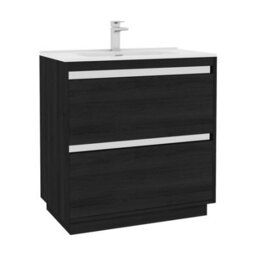 Royal Bathrooms Orion 800mm Floor Standing Bathroom Vanity Unit 2 Drawer Hale Black With Ceramic Basin & Chrome Accent Trim - thumbnail 7