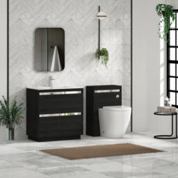 Royal Bathrooms Orion 800mm Floor Standing Bathroom Vanity Unit 2 Drawer Hale Black With Ceramic Basin & Chrome Accent Trim - thumbnail 4