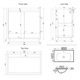 Royal Bathrooms Orion 800mm Floor Standing Bathroom Vanity Unit 2 Drawer Hale Black With Ceramic Basin & Chrome Accent Trim - thumbnail 8