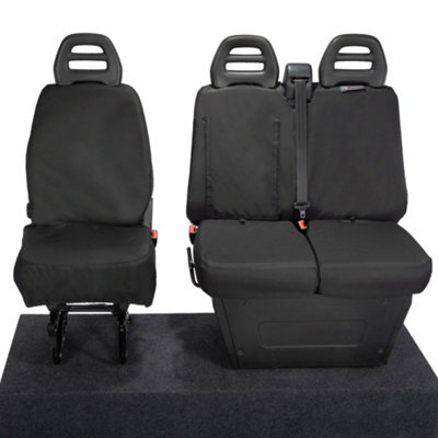 Uk Custom Covers Iveco Daily 2014+ Black Front Seat Covers - 3 Seats, Underseat Storage - image 1