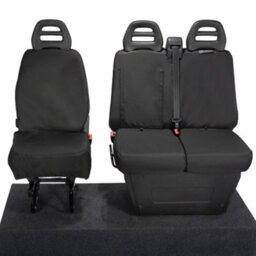 Uk Custom Covers Iveco Daily 2014+ Black Front Seat Covers - 3 Seats, Underseat Storage - thumbnail 1