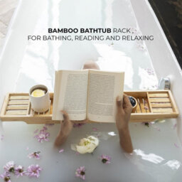 Mantraraj Bamboo Bath Caddy Tray Bridge Natural Brown Bathtub Tray Rack Tidy Bathroom Shelf Organizer Storage - thumbnail 6