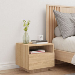 Berkfield Bedside Cabinet With Led Lights Sonoma Oak 40X39X37 Cm - thumbnail 3