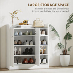 Homcom Shoe Storage Cabinet Footwear Rack Stand W/adjustable Shelves White - thumbnail 4