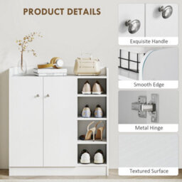 Homcom Shoe Storage Cabinet Footwear Rack Stand W/adjustable Shelves White - thumbnail 6