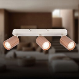 Briloner 3 Way Ceiling Light Spotlight Gu10 Flush Ribbed Design Adjustable Metal Coffee - thumbnail 2