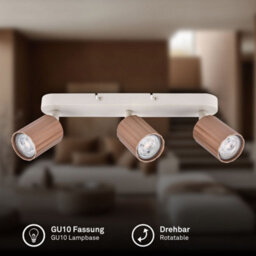 Briloner 3 Way Ceiling Light Spotlight Gu10 Flush Ribbed Design Adjustable Metal Coffee - thumbnail 3