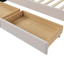 Abrihome Beige Linen 3Ft Daybed With Headboard Storage, Led Usb-C Light & 2 Drawers, 90X190Cm - thumbnail 7