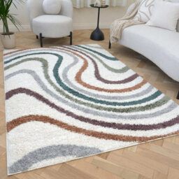 The Rugs Moodi Shaggy Multicolour Mirage Rug Runner Striped Thick High Pile For Living Rooms, Bedrooms, Hallways, Kitchens - thumbnail 7