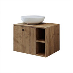 Roomart Lotus Oak Bathroom Vanity Unit With Ceramic Washbasin 65Cm - thumbnail 1