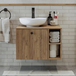 Roomart Lotus Oak Bathroom Vanity Unit With Ceramic Washbasin 65Cm - thumbnail 2