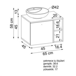 Roomart Lotus Oak Bathroom Vanity Unit With Ceramic Washbasin 65Cm - thumbnail 5