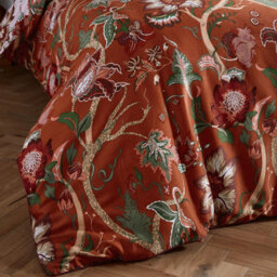 Paoletti Botanist Floral 100% Cotton Duvet Cover Set, Single, Red - thumbnail 3