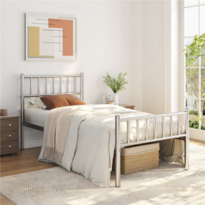 Yaheetech Silver 3Ft Single Metal Bed Frame With Slatted Headboard And Footboard - image 1