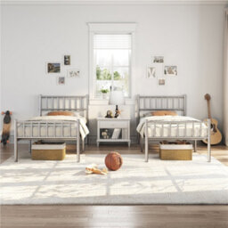 Yaheetech Silver 3Ft Single Metal Bed Frame With Slatted Headboard And Footboard - thumbnail 4
