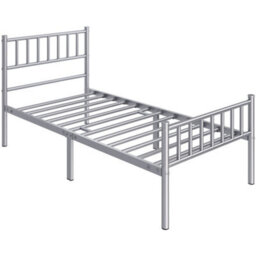 Yaheetech Silver 3Ft Single Metal Bed Frame With Slatted Headboard And Footboard - thumbnail 2