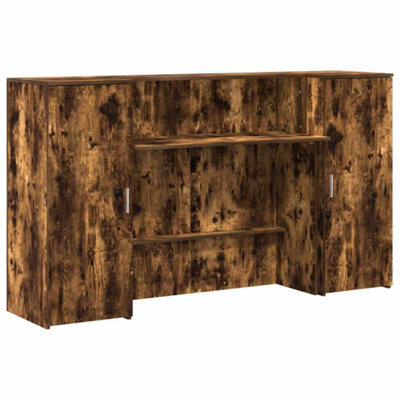 Berkfield Durable Reception Desk Smoked Oak 180X50X103.5 Cm Engineered Wood