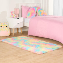 OHS Fluffy Rug Anti-Slip Plain Shaggy Floor Mat, Tie Dye - 80 X 150Cm - thumbnail 2