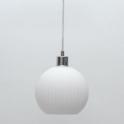 First Choice Lighting Betchley - White Ribbed Glass Globe With Chrome Pendant Fitting - thumbnail 5