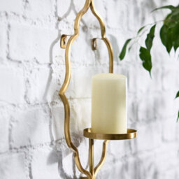 Dibor Moroccan Style Wall Mounted Candle Sconce Gold Pillar Candle Tea Light Votive Candle Holder Lantern - thumbnail 3