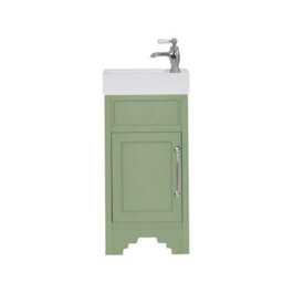 Homestylestore Pastel Green 400mm Bathroom Vanity Unit And Chrome T Bar Handle - thumbnail 1