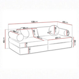 Adell Modular Free-Standing Sofa Bed Armchair With Detachable Pillows Upholstered Back 130Cm Poso Fabric Graphite - thumbnail 6