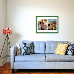 16X12 Inch 2 Opening Photo Collage Frame, Display Two 9X7 Inch Photos, Multi Aperture Family Picture Frame, Green - thumbnail 3