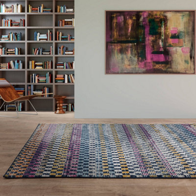 The Rug Edit Blue Multi Modern Muse Gingham Check Distressed Rug - image 1
