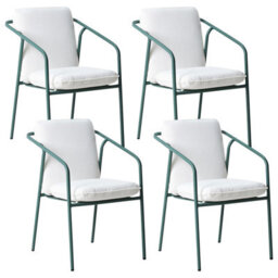 Beliani Set Of 4 Garden Chairs With Cushions Asciano Metal Green - thumbnail 1