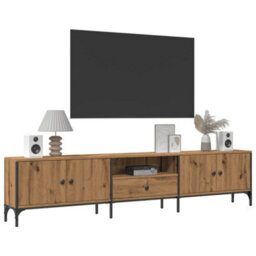 Berkfield Tv Cabinet With Drawer Artisan Oak 200X25X44 Cm Engineered Wood - thumbnail 3