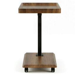 Levede Side Table Height Adjustable 49.5-83.5Cm Rotating,mdf,walnut - thumbnail 3