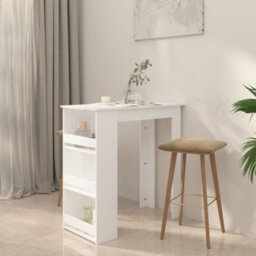 Berkfield Bar Table With Storage Rack White 102X50X103.5 Cm Engineered Wood - thumbnail 3
