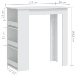 Berkfield Bar Table With Storage Rack White 102X50X103.5 Cm Engineered Wood - thumbnail 7
