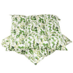 Dibor Set Of 2 Green Leaf Print Indoor Dining Chair Seat Pad Cushions (L)40Cm X (W)40Cm - thumbnail 2
