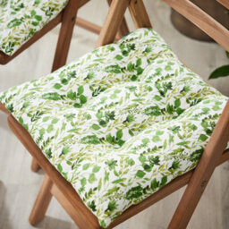 Dibor Set Of 2 Green Leaf Print Indoor Dining Chair Seat Pad Cushions (L)40Cm X (W)40Cm - thumbnail 1