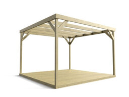 Arbor Garden Solutions Wooden Box Pergola And Decking, Complete Diy Kit (3M X 3M, Light Green (Natural) Finish) - thumbnail 5