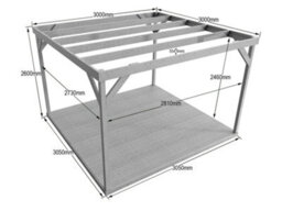 Arbor Garden Solutions Wooden Box Pergola And Decking, Complete Diy Kit (3M X 3M, Light Green (Natural) Finish) - thumbnail 2