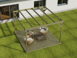 Arbor Garden Solutions Wooden Box Pergola And Decking, Complete Diy Kit (3M X 3M, Light Green (Natural) Finish) - thumbnail 4