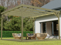 Arbor Garden Solutions Wooden Box Pergola And Decking, Complete Diy Kit (3M X 3M, Light Green (Natural) Finish) - thumbnail 3