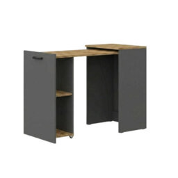 Folding Computer Desk Shefa Line Flexi Graphite & Wotan Oak (Folding Top And Mobile Storage Unit) - thumbnail 3