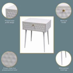 Core Products Options Saturn White Metal 1 Drawer Bedside Cabinet - Black Handle 56 X 46 X 36Cm - thumbnail 8