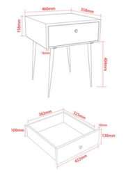 Core Products Options Saturn White Metal 1 Drawer Bedside Cabinet - Black Handle 56 X 46 X 36Cm - thumbnail 7