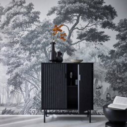 Sweeek - 83.5Cm Wooden-Effect Sideboard With Black Grooves Black 80X39X92.5 Cm - Bazalt - thumbnail 3