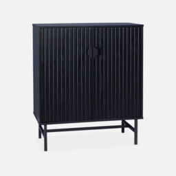 Sweeek - 83.5Cm Wooden-Effect Sideboard With Black Grooves Black 80X39X92.5 Cm - Bazalt