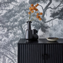 Sweeek - 83.5Cm Wooden-Effect Sideboard With Black Grooves Black 80X39X92.5 Cm - Bazalt - thumbnail 4
