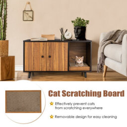 Costway Large Cat Litter Box Enclosure Furniture Wooden Kitty Washroom Hidden Washroom - thumbnail 6